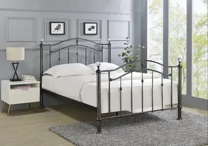 4ft6 Double Black nickel finish Cally traditional metal bed frame thumbnail 8