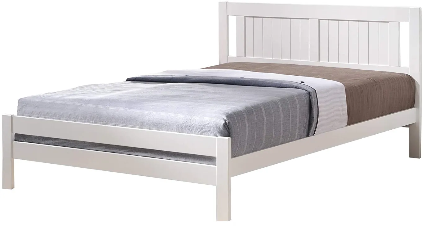 5ft King Size Gloria White wood, solid panel, wooden bed frame