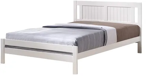 4ft6 Double Gloria White wood, solid panel, wooden bed frame