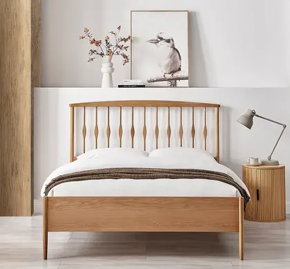 4ft6 Double June Real Oak Wood Wooden Bed Frame thumbnail 5