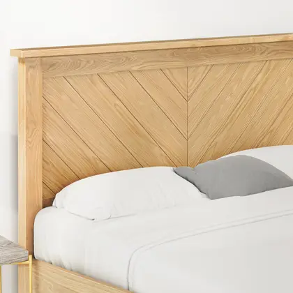 4ft6 Double Kenji Chevron Real Oak Wood Bed Frame thumbnail 4