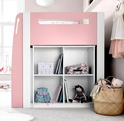Lacy Pink Storage Mid Sleeper Bunk Bed Frame thumbnail 3