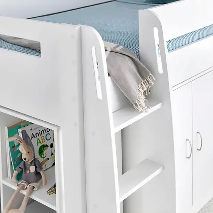 Lacy White Storage Mid Sleeper Bunk Bed Frame thumbnail 7