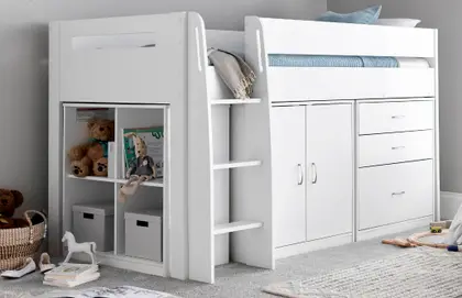 Lacy White Storage Mid Sleeper Bunk Bed Frame thumbnail 2