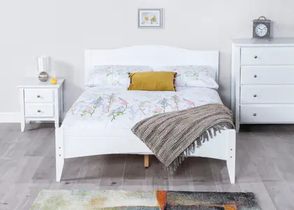 5ft King Size White wood, Laura solid panel, wooden bed frame thumbnail 2