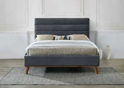 4ft6 Double Mayfair Dark Grey Soft Velvet Fabric Upholstered Bed Frame thumbnail 2