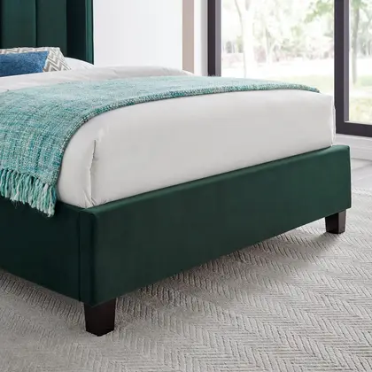 5ft King Size Tall Wing Back Polar Green Velvet Velour Bed Frame thumbnail 2