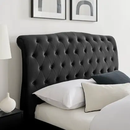 3ft Single Roz Black fabric upholstered bed frame bedstead thumbnail 4