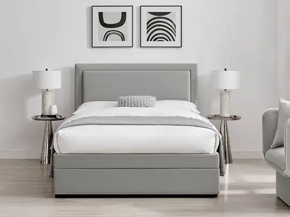 4ft6 Double Ursa Velvet fabric upholstered Grey drawer storage bed frame thumbnail 4
