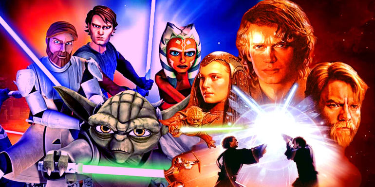 Star Wars: The Clone Wars season 1 poster and the Star Wars: Episode III - Revenge of the Sith poster.