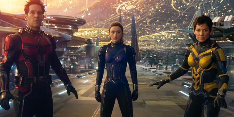 Cassie Lang, Scott Lang, and Hope van Dyne in Ant-Man and the Wasp Quantumania