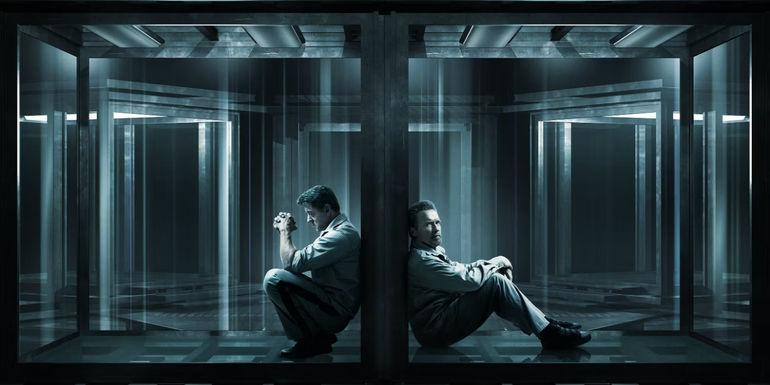 Sylvester Stallone and Arnold Schwarzenegger in prison in Escape Plan's poster