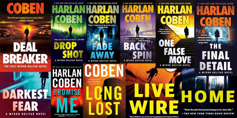 Custom image of the 11 books in Harlan Coben's Myron Bolitar series