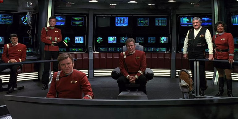 Star Trek VI The Undiscovered Country, Enterprise crew, William Shatner as Captain James T. Kirk, Leonard Nimoy as Spock, DeForest Kelley as Dr. Leonard McCoy, Walter Koenig as Pavel Chekov, James Doohan as Montgomery 'Scotty' Scott, Nichelle Nichols as Nyota Uhura