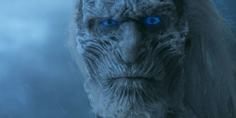 A White Walker stares at Sam on Game of Thrones