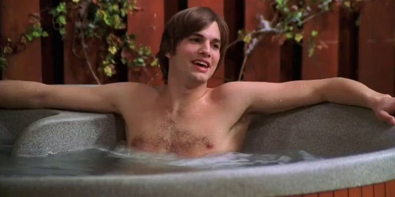 Kelso (Ashton Kutcher) in a hot tub in That 70s Show