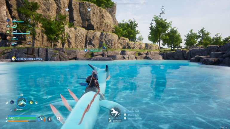 Riding a surfent in palworld