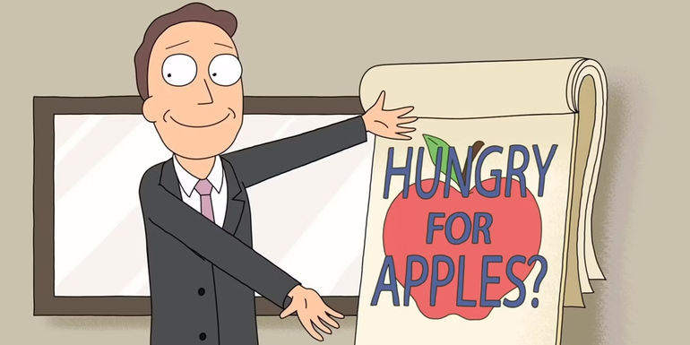 Jerry's apple pitch in Rick and Morty