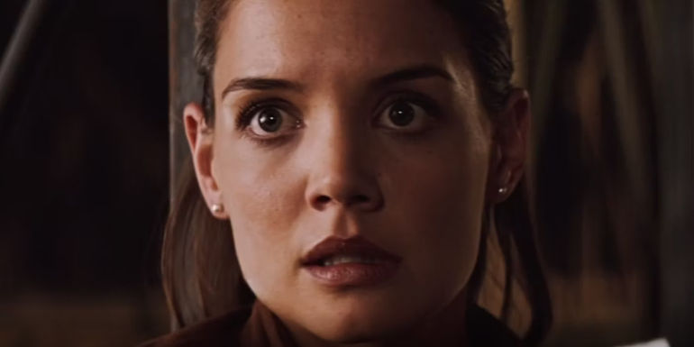 Rachel Dawes is surprised to see Batman in Batman Begins