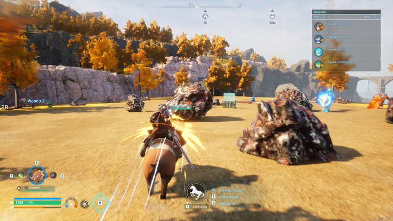 A rushing Rushoar in Palworld