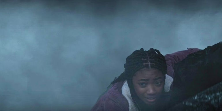 Annabeth hanging over a pit in the Underworld in Percy Jackson episode 7