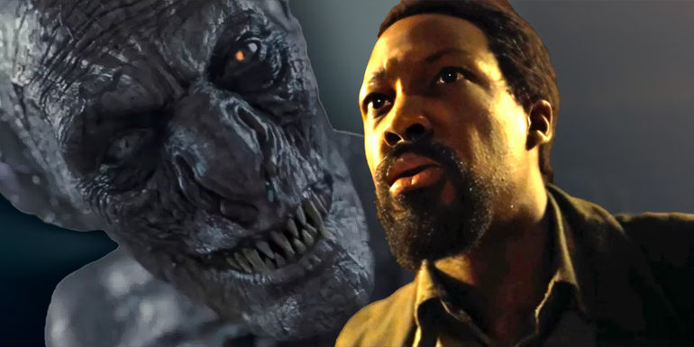Corey Hawkins looking scared at Dracula in The Last Voyage of the Demeter