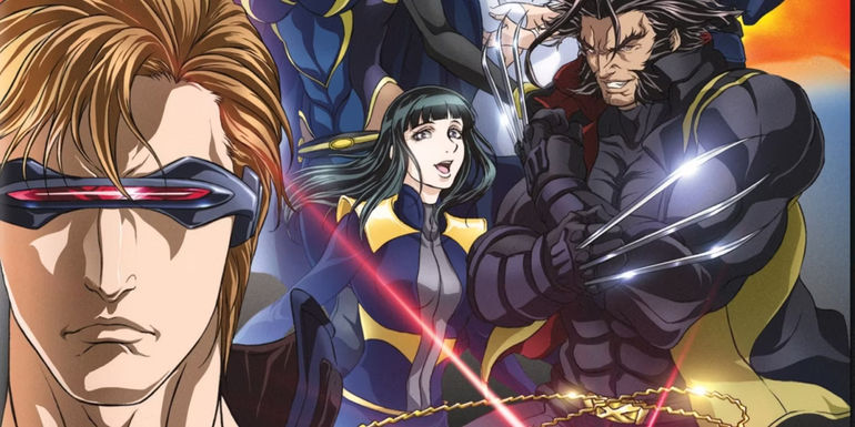 A poster for X-Men (anime) featuring Wolverine, Cyclops, and others.