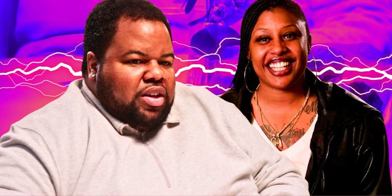 90 Day Fiancé's Tyray Mollett and Tiffany with lighting behind them