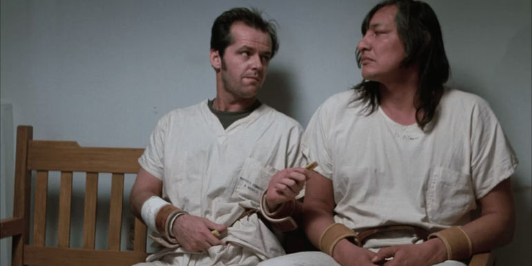 Chief Bromden (Will Sampson) and R.P. McMurphy (Jack Nicholson) in One Flew Over the Cuckoo's Nest.
