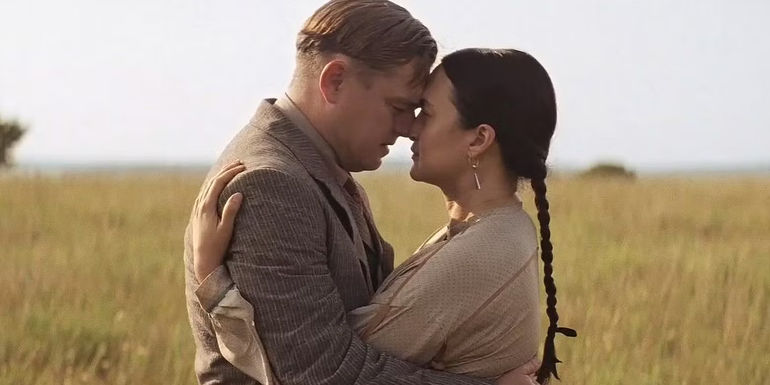 Leonardo DiCaprio embraces Lily Gladstone in Killers of the Flower Moon