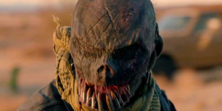 A Masked Purger in the Desert in The Forever Purge