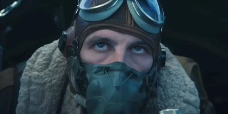 A pilot looking upwards in Masters of the Air