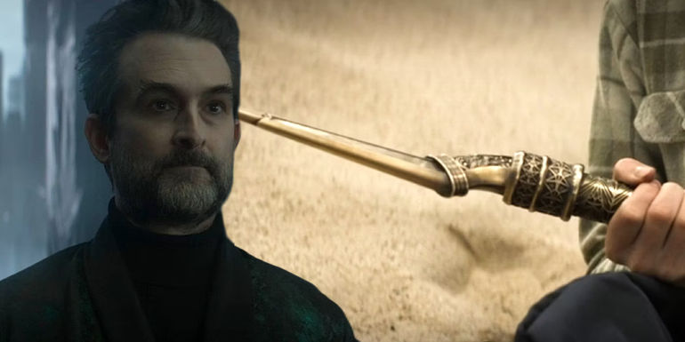 Hades from Percy Jackson episode 7 and Percy holding the Master Bolt