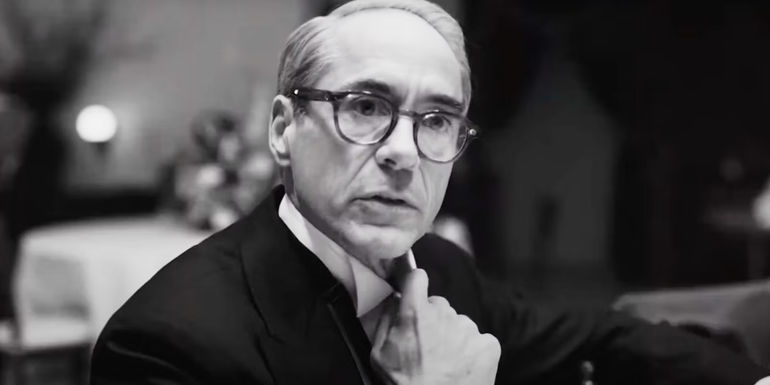 Robert Downey Jr.'s Lewis Strauss looking angry in Oppenheimer