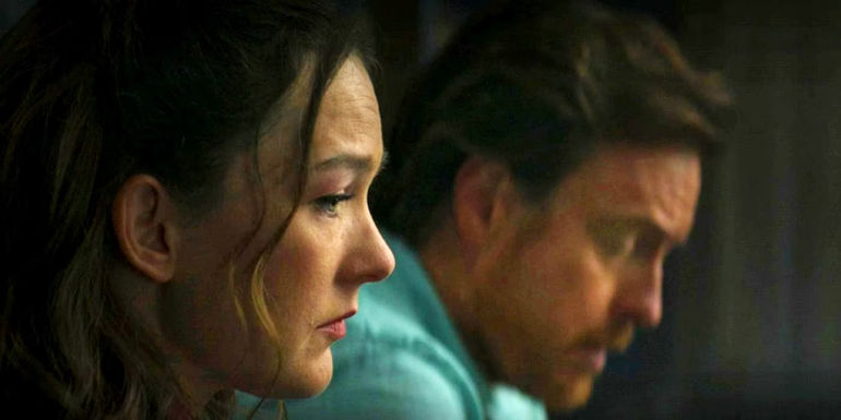 Sally and Poseidon looking sad in Percy Jackson episode 7's flashback scenes