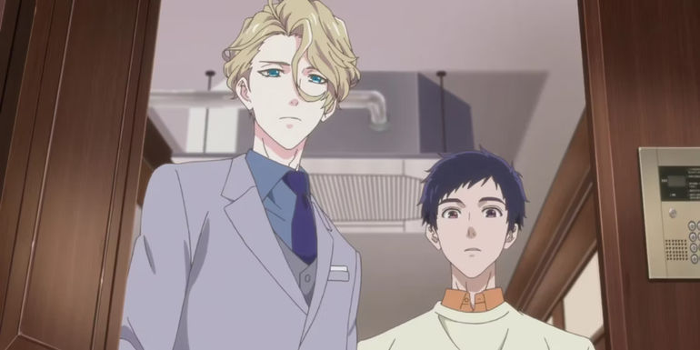 the case files of jeweler richard screencap of the two main characters looking down.