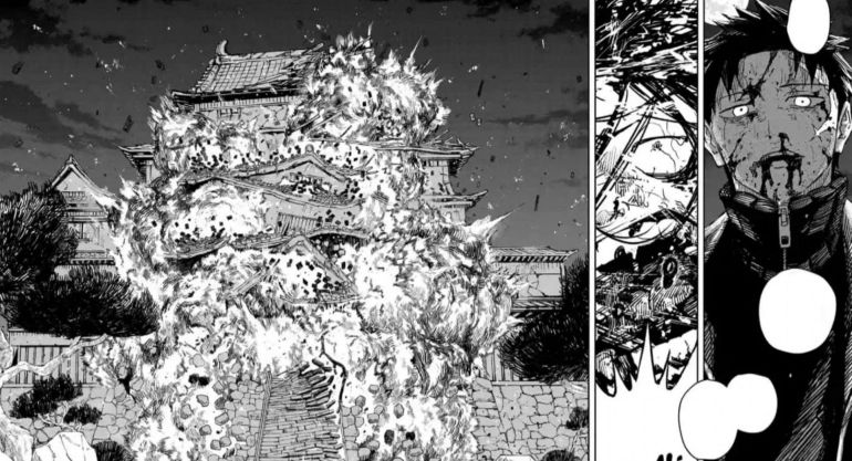 Genichi Sojo's mansion blows up (Image via Takeru Hokazono/Shueisha)