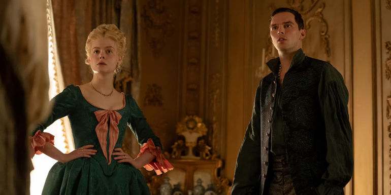 Peter III and Catherine looking surprised in The Great