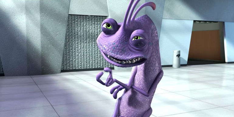 Randall Boggs stands in the hallway of Monsters Incorporated.