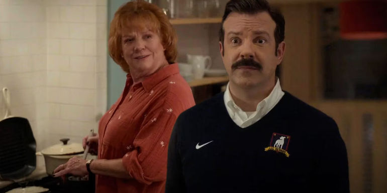 Ted (Jason Sudeikis) speaking to Dottie Lasso (Becky Ann Baker) in Ted Lasso season 3, episode 11