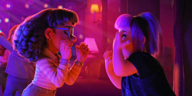 Turning Red Priya and Goth Girl dancing together at the party