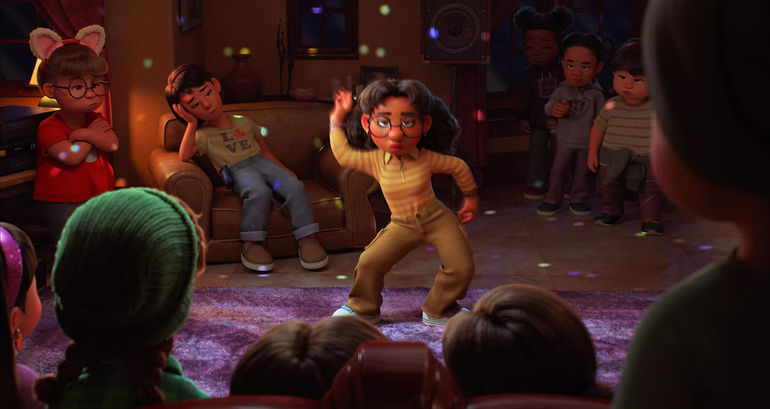 Turning Red Priya dancing in front of the party crowd