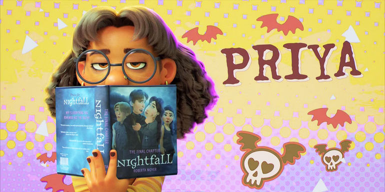 Turning Red Priya reading a book like Twilight