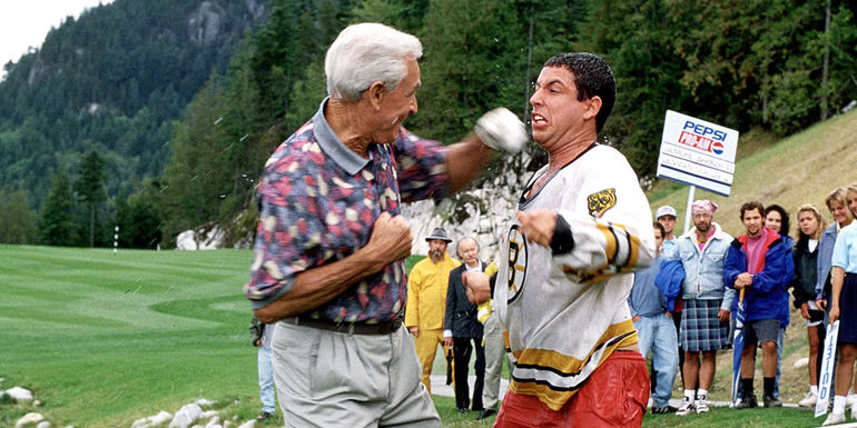 Bob Barker punching Adam Sandler (Happy Gilmore) in Happy Gilmore