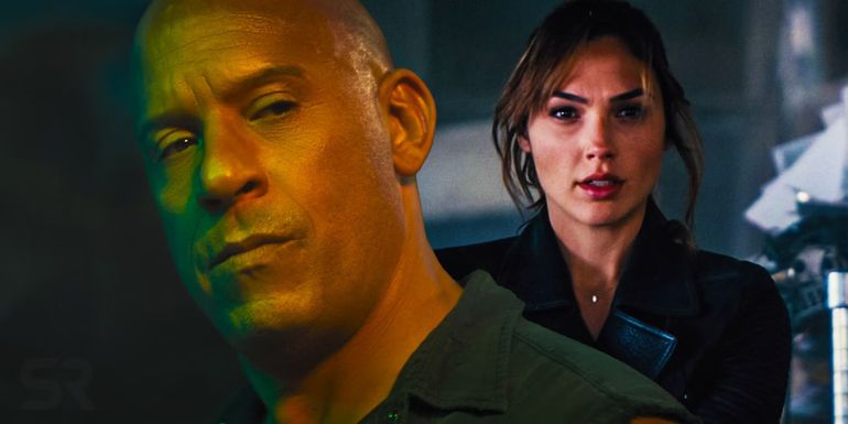 A blended image features Vin Diesel as Dom and Gal Gadot as Gisele in the Fast and Furious franchise