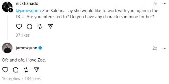 James Gunn Asked About MCU Star Zoe Saldana In The DC Universe