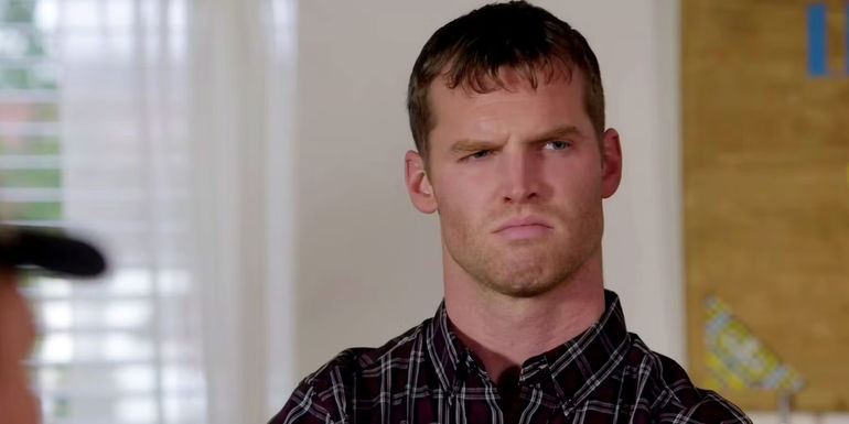 Wayne (Jared Keeso) on Letterkenny looking off-camera to the right