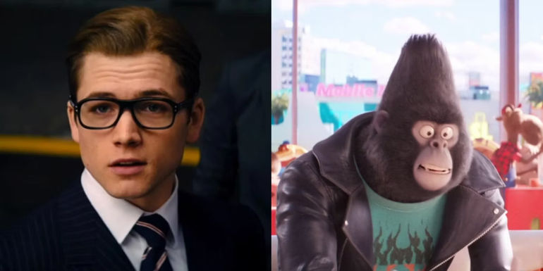 Taron Egerton in The Kingsman and Johnny in Sing 2