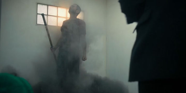 The ceiling collapses on Richie in The Bear