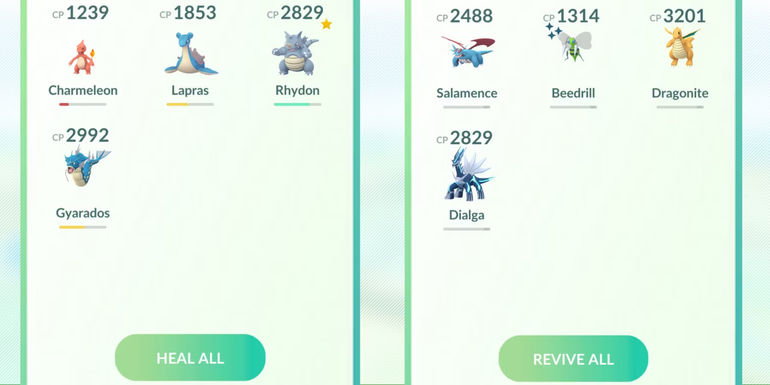 Pokemon Go group heal and revive